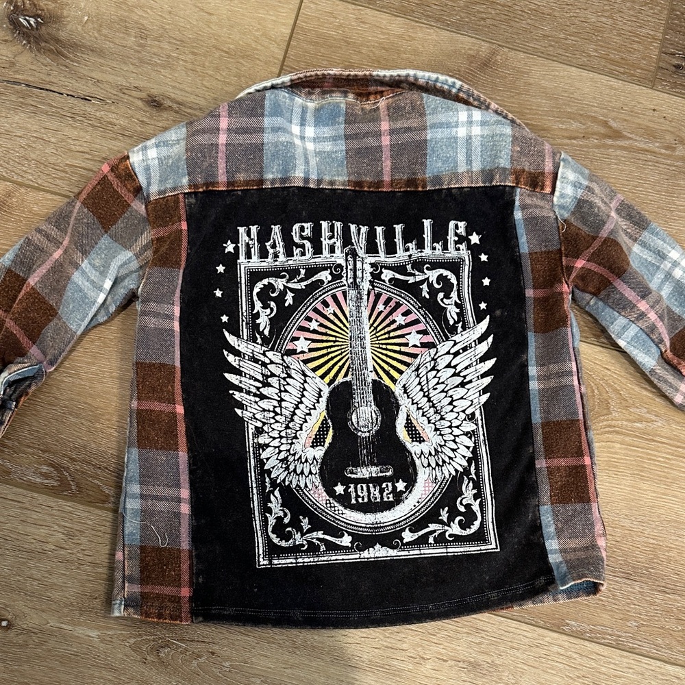 Plaid flannel with Nashville Graphic